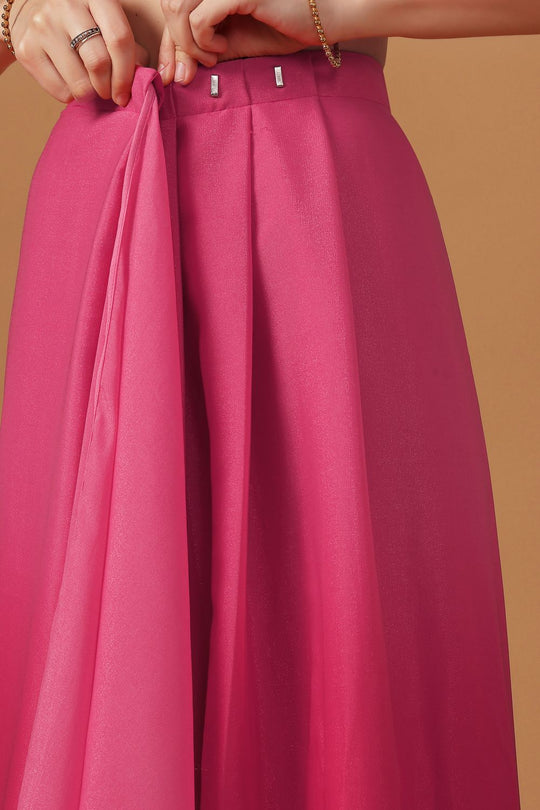 Leilani Pink Ombre Georgette Thread Work Ready to Wear Saree