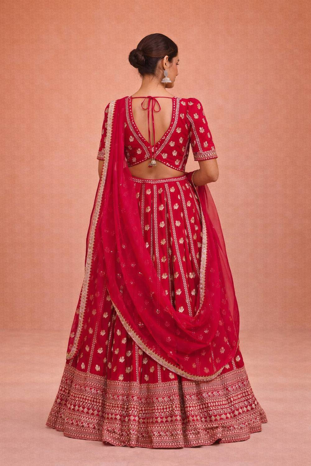 Prerna Pink Sequin & Zari Embroidered Faux Georgette Lehenga Saree