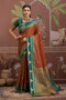Tessa Burnt Orange Silk Woven With Zari Work Ready to Wear Saree