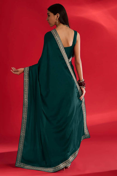 Reshma Teal Green Satin Lace Border One Minute Saree