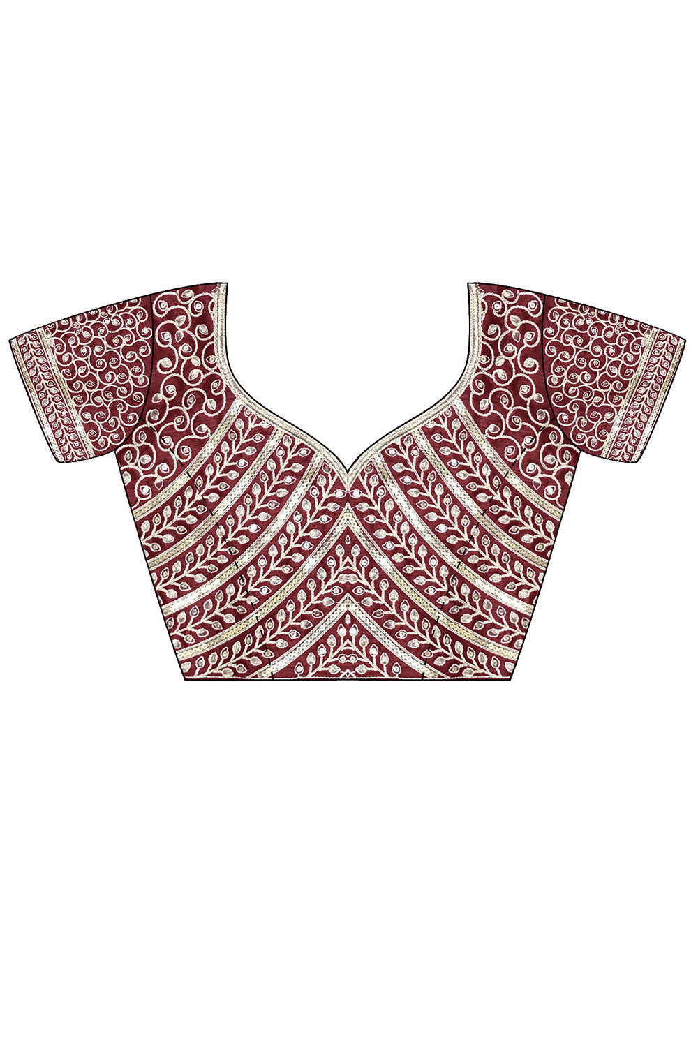 Minal Maroon Organza Embroidered Ready To Wear One Minute Saree