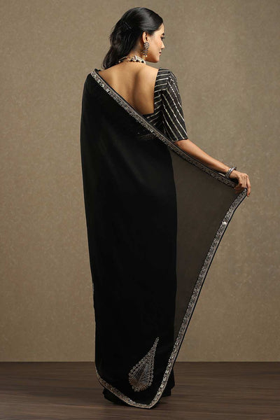 Talia Black Vichitra Silk Ethnic Motif Ready To Wear One Minute Saree