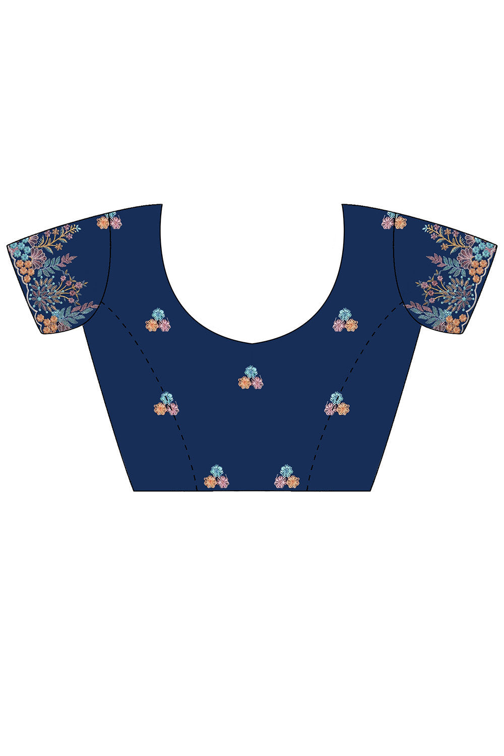 Jules Navy Blue Vichitra Silk Embroidered Ready To Wear One Minute Saree