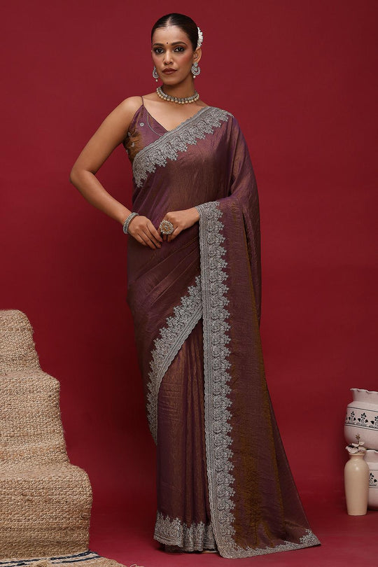 Brina Silk Blend Embroidered Ready to Wear Saree