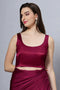 Reema Magenta Satin Comfort Stretch Deep U Adjustable Tie Back Blouse