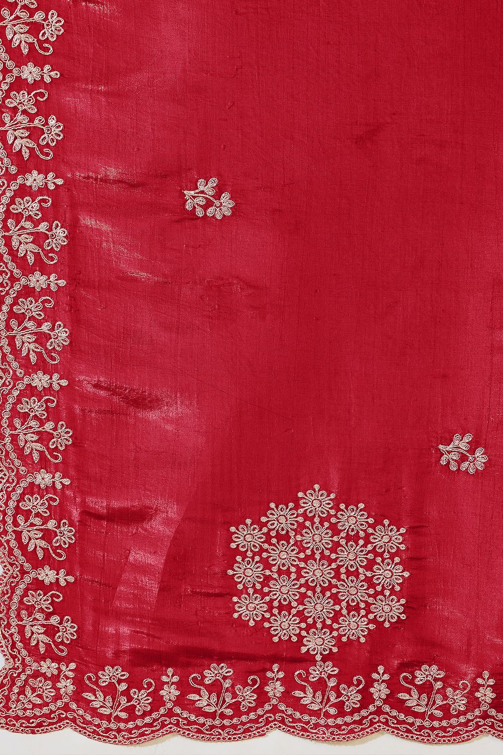 Milli Red Tissue Zari Embroidered Ready to Wear Saree