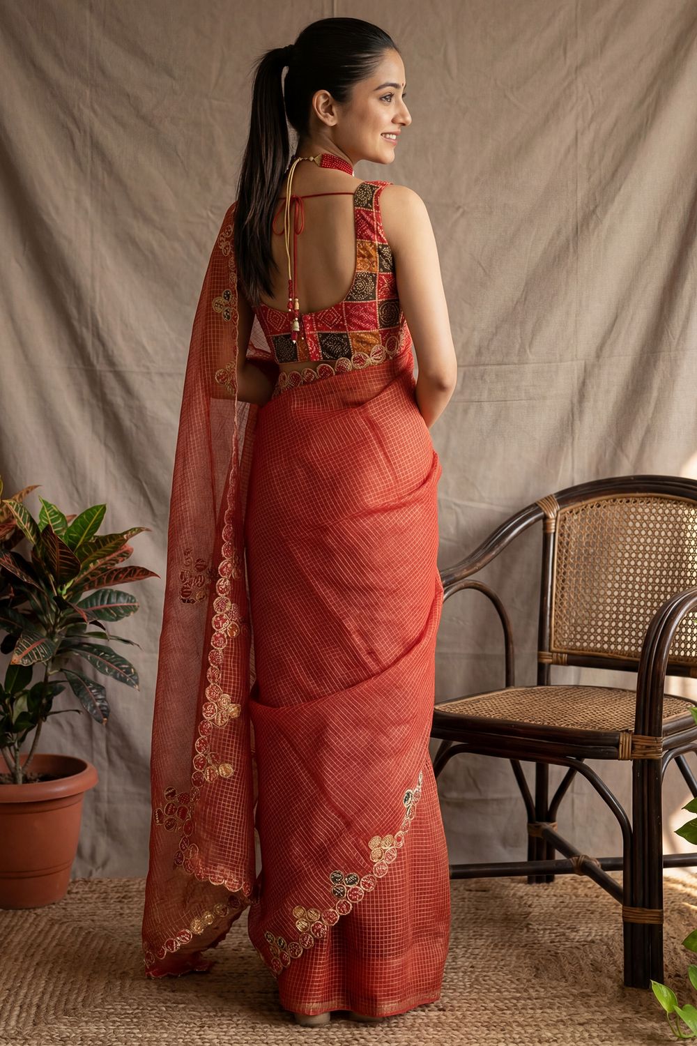 Trupti Red Cotton Woven Ready To Wear Saree
