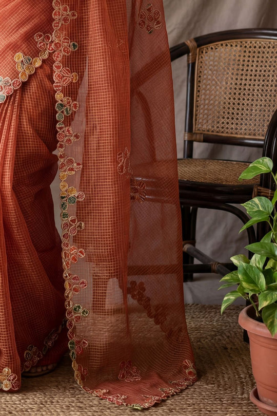Trupti Red Cotton Woven Ready To Wear Saree
