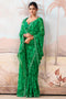 Samera Green Chiffon Floral Print Embellished Border Ready to Wear Saree