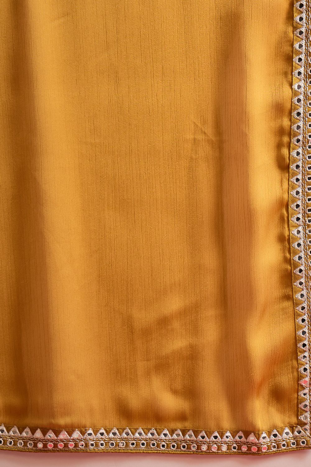 Tanya Mustard Satin Solid With Mirror Border Ready To Wear Saree