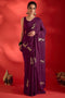 Sensa Wine Satin Sequins With Embroidered Ready To Wear Saree