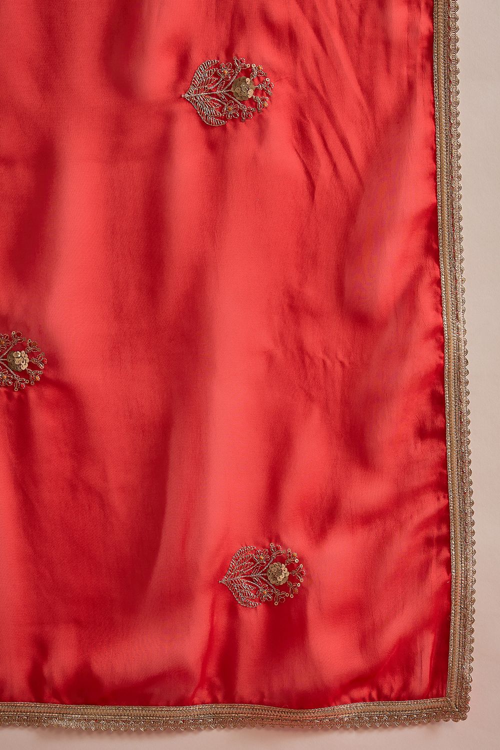 Merve Red Georgette Sequins With Beads Embellished Ready To Wear Saree