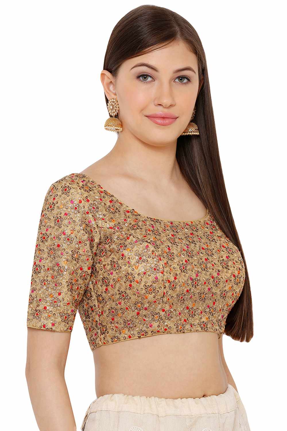 Buy Net Blouse in Gold