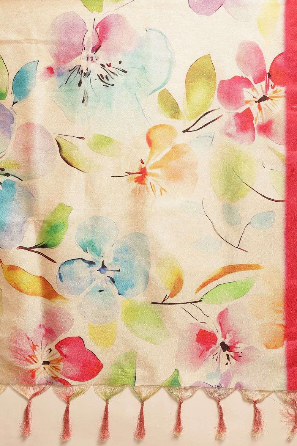 Megha Cream Soft Silk Floral Printed Ready to Wear Saree