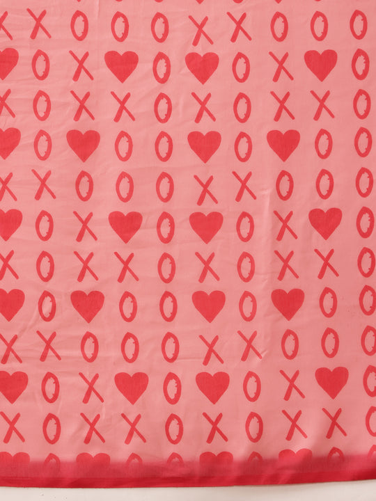 Eva Pink Mul Cotton Abstract Digital Printed Ready to Wear One Minute Saree