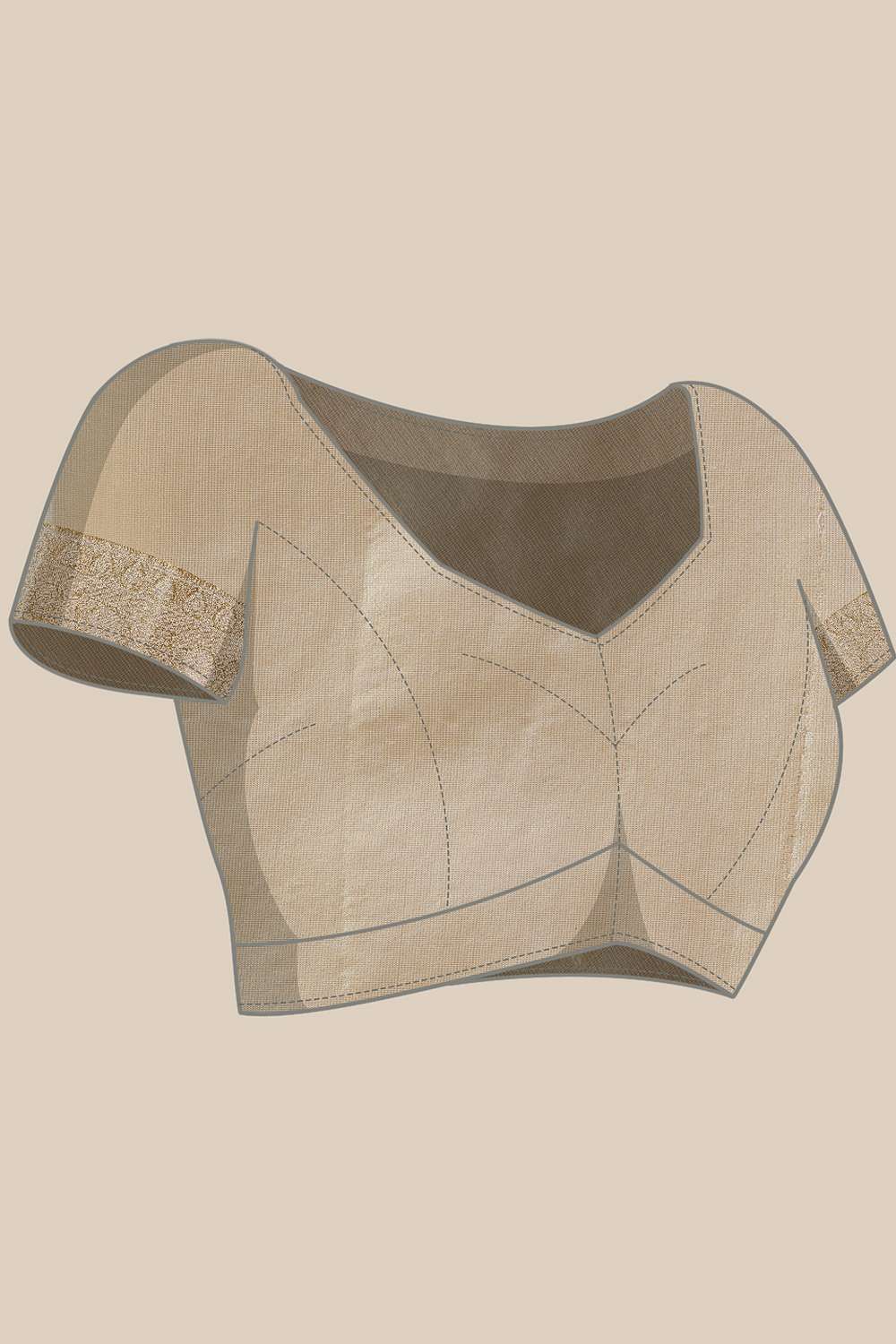 Joy Beige Tissue Woven Ready to Wear One Minute Saree