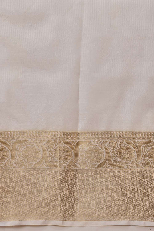 Nina Off White Muga Silk Woven Ready to Wear One Minute Saree
