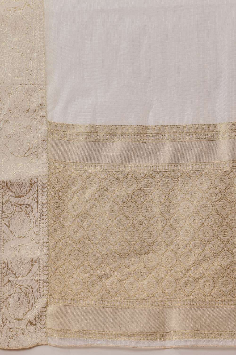 Nina Off White Muga Silk Woven Ready to Wear One Minute Saree