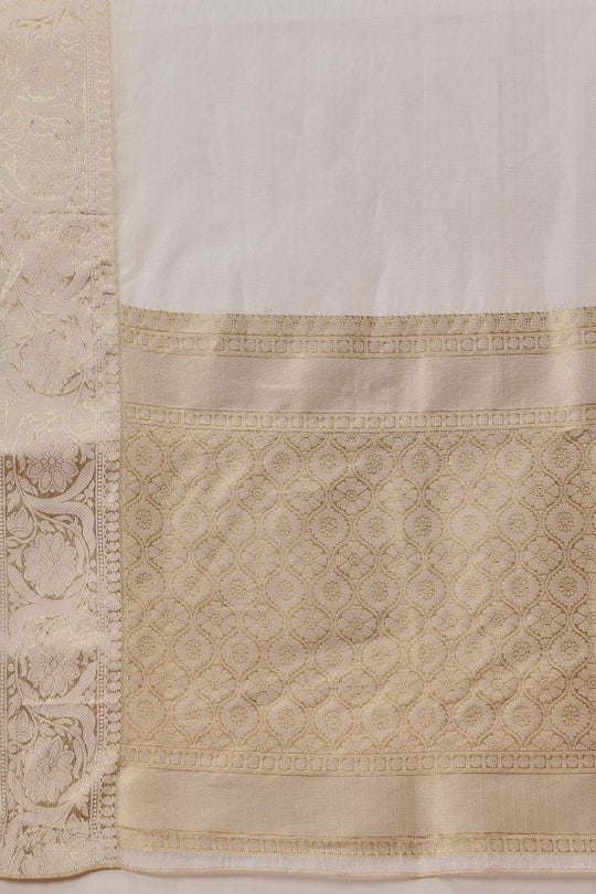 Nina Off White Muga Silk Woven Ready to Wear One Minute Saree