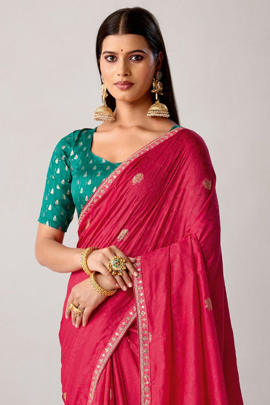 Sandie Pink Silk Floral Woven Ready to Wear Saree