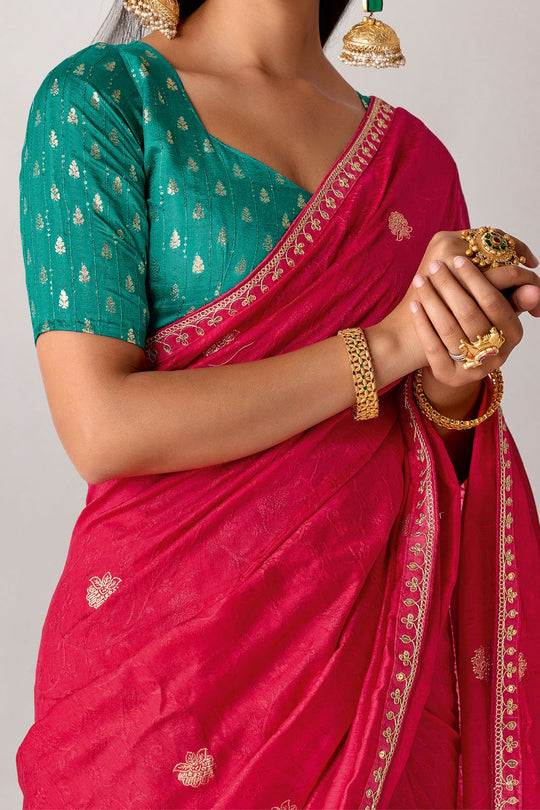 Sandie Pink Silk Floral Woven Ready to Wear Saree