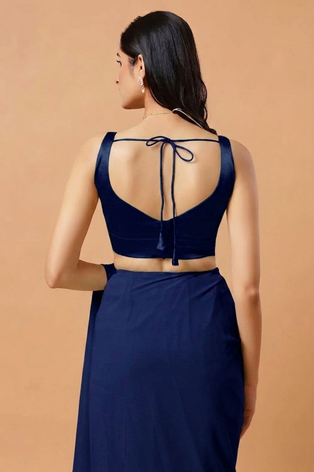 Aria Dark Blue Thin Strap Sleeveless Satin Comfort Stretchƒ?› Blouse