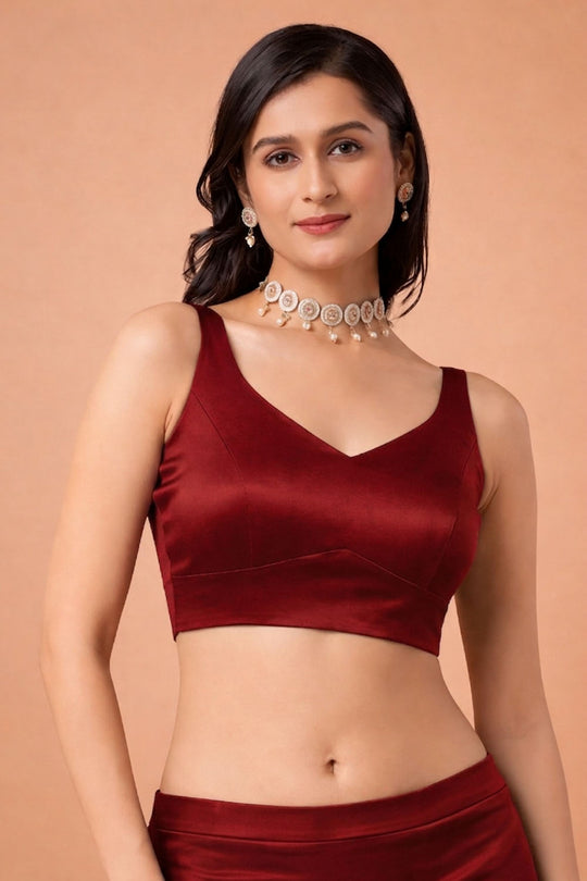 Aria Red Thin Strap Sleeveless Satin Comfort Stretchƒ?› Blouse