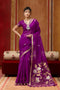 Divya Purple Munga Silk Saree with Organza Weaving Pallu Ready to Wear Saree