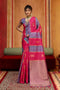 Ayra Rose Pink & Blue Pure Silk Woven Ready to Wear Saree