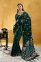 Pearl Bottle Green  Pure Satin Handloom Weaving Ready to Wear Saree