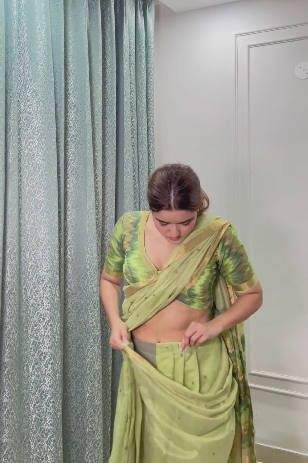 Paloma Green Silk Traditional One Minute Saree