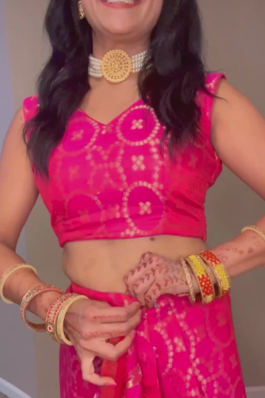 Ruchi Pink Woven Silk Blend One Minute Saree