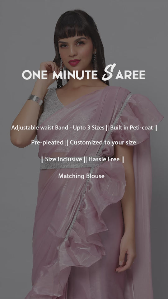 Lorna Lavender Tissue Organza Ruffle One Minute Saree