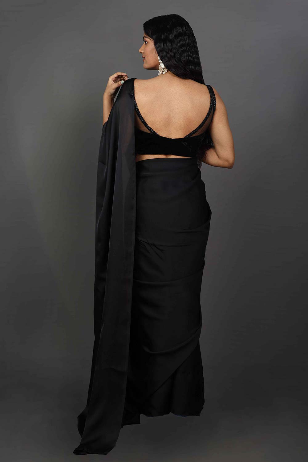 Shop Maya Black Satin One Minute Saree at best offer at our  Store - One Minute Saree