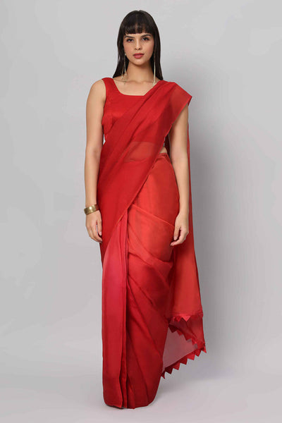 Buy Rina Multi-Shaded Rouge Soft Organza One Minute Saree Online - One Minute Saree