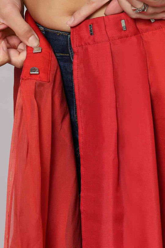 Buy Rina Multi-Shaded Rouge Soft Organza One Minute Saree Online - Zoom In