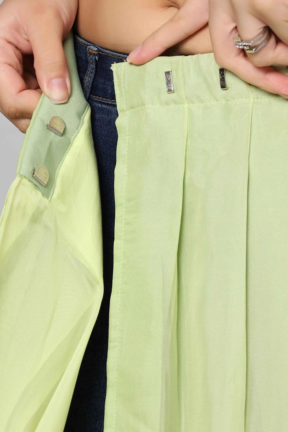 Buy Liza Multi-Shaded Yellow Soft Organza One Minute Saree Online - Zoom In