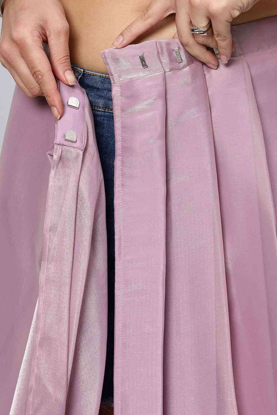 Buy Lorna Lavender Tissue Organza Ruffle One Minute Saree Online - Zoom In