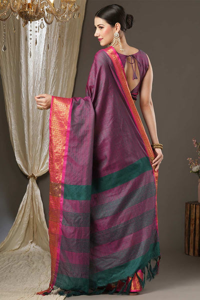 Shop Poonam Purple Aura Silk Abrstract Taant One Minute Saree at best offer at our  Store - One Minute Saree