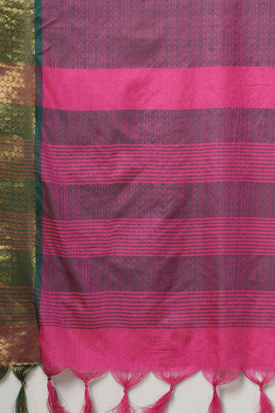 Buy Disha Dark Pink Aura Silk Woven Taant One Minute Saree Online
