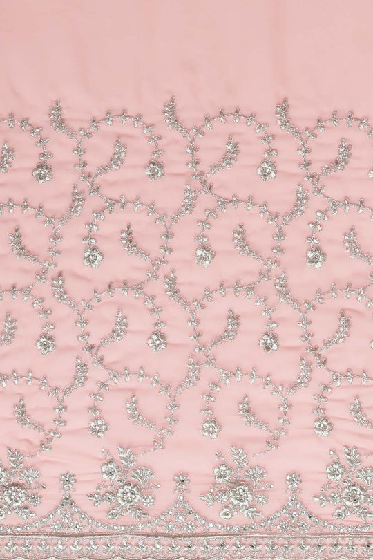 Buy Lavina Pink Embroidered Georgette One Minute Saree Online - Front