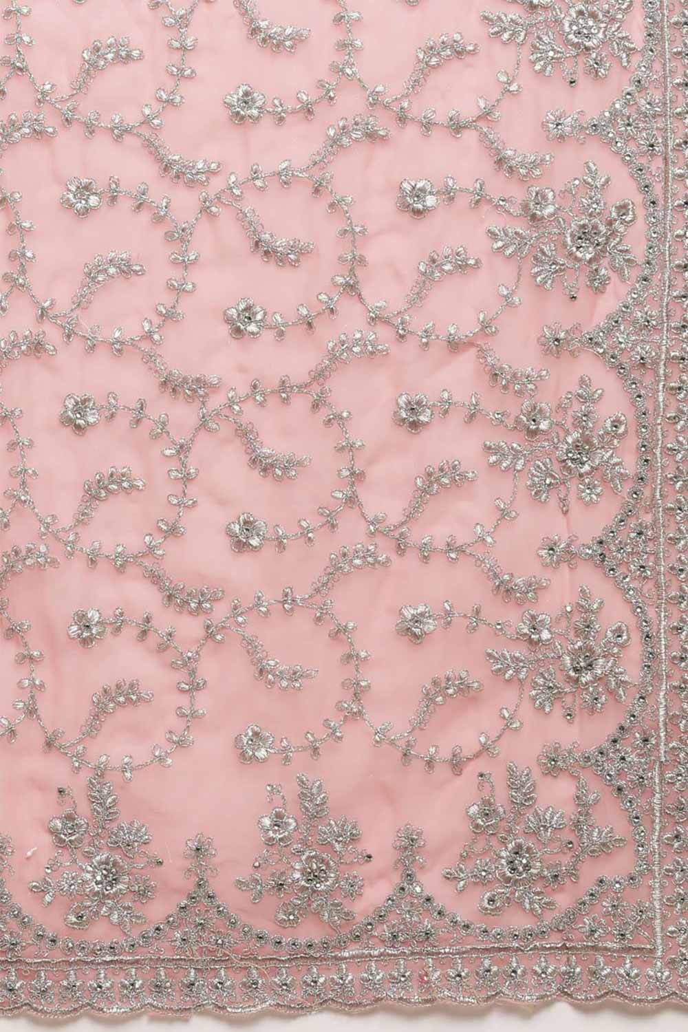 Buy Lavina Pink Embroidered Georgette One Minute Saree Online - Side