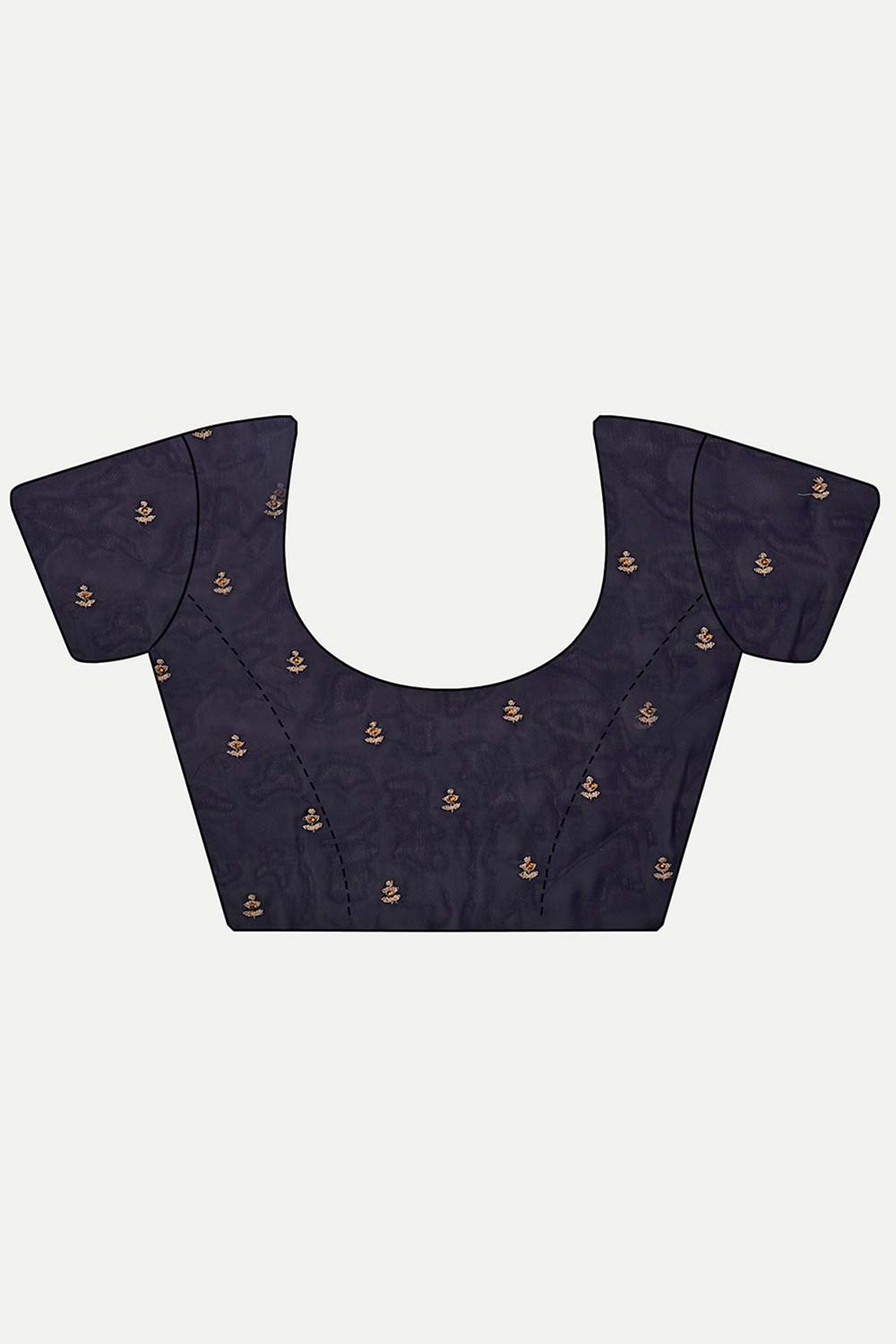 Buy Nina Navy Art Silk Golden Zari Embroidered One Minute Saree Online - Side