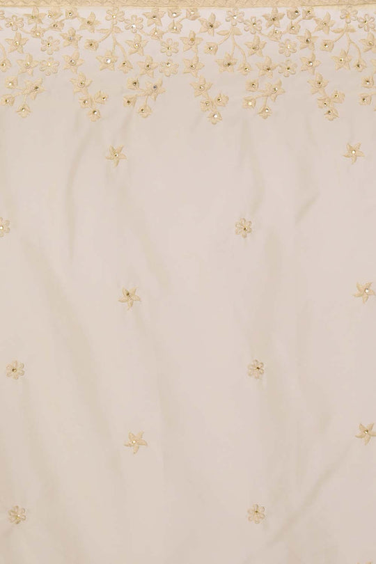 Buy Luna Beige Organza Self Thread Embroidered One Minute Saree Online - Back