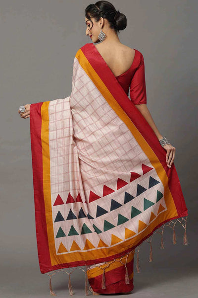 Shop Nadia Bhagalpuri Silk Cream Printed One Minute Saree at best offer at our  Store - One Minute Saree