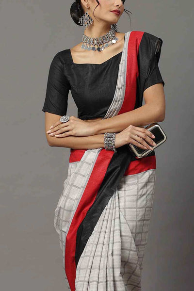 Buy Riya Bhagalpuri Silk Grey Printed Designer One Minute Saree Online - Zoom In