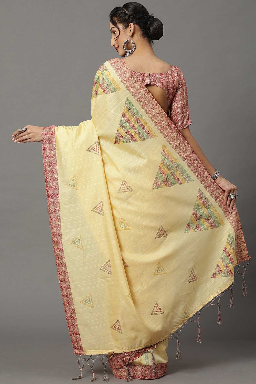 Shop Lucia Bhagalpuri Silk Yellow Printed One Minute Saree at best offer at our  Store - One Minute Saree
