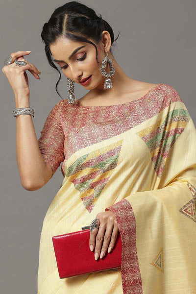Buy Lucia Bhagalpuri Silk Yellow Printed One Minute Saree Online