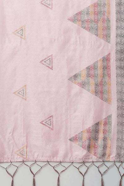 Buy Saira Bhagalpuri Silk Pink Printed Designer One Minute Saree Online - Front