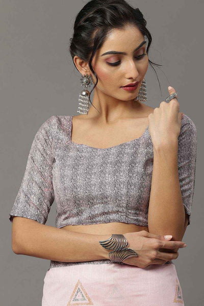Buy Saira Bhagalpuri Silk Pink Printed Designer One Minute Saree Online - Side